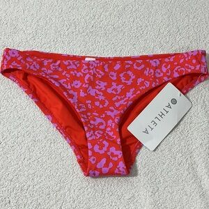 Athleta Red and Pink Leopard Print Bikini Bottoms